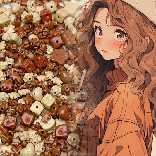 A1027 메라드 스타일 시리즈 | 레트로하고 귀여운 DIY 핸드메이드 아크릴 비즈 팔찌·목걸이 소재 세트