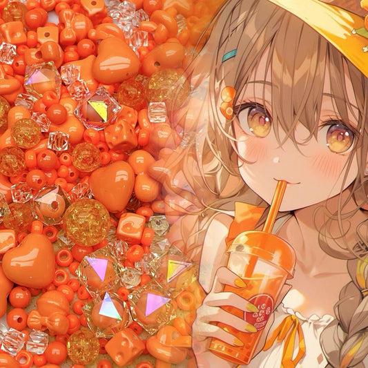 A1028  활기찬 오렌지 시리즈 | 여름 DIY 핸드메이드 아크릴 비즈 팔찌 수공예 소재 세트