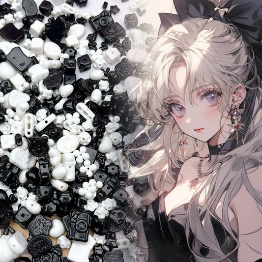 A1032  베이직 모노크롬 아크릴 비즈 믹스 디자인 DIY 액세서리 파츠 핸드메이드 소재