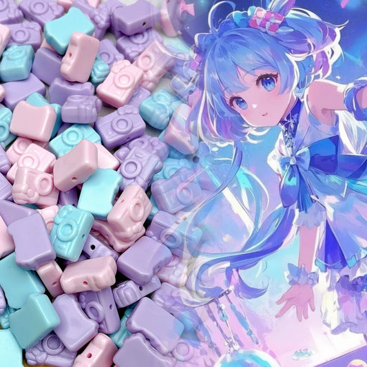 A1033   파스텔 컬러 아크릴 카메라 비즈 DIY 액세서리 파츠 핸드메이드 소재